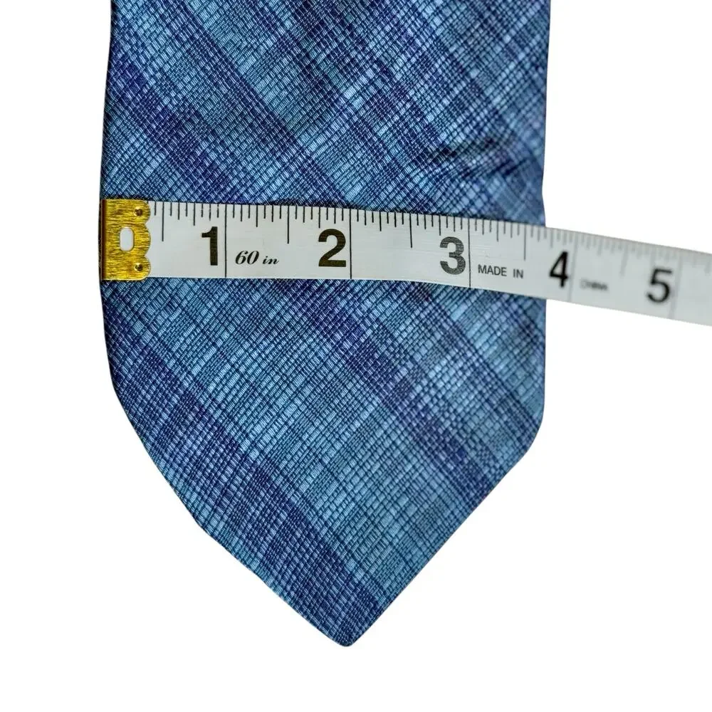 Ted Baker London Silk‎ Tie Blue on Blue Plaid Hand Tailored USA Preppy Academia